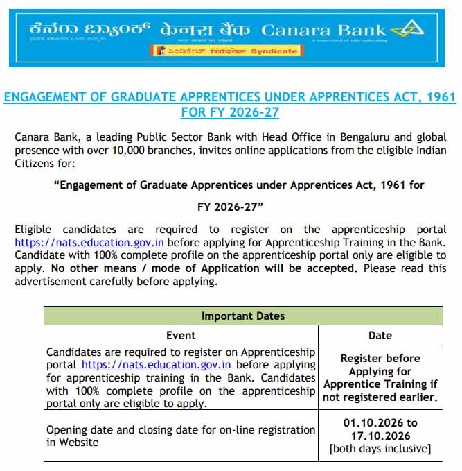 canara bank recruitment 2026